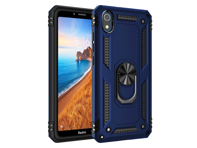 Newface Xiaomi Redmi 7A Kılıf Sofya Yüzüklü Silikon Kapak - Lacivert