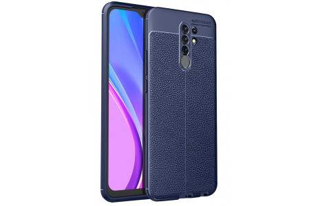 Newface Xiaomi Redmi 9 Kılıf Focus Derili Silikon - Lacivert