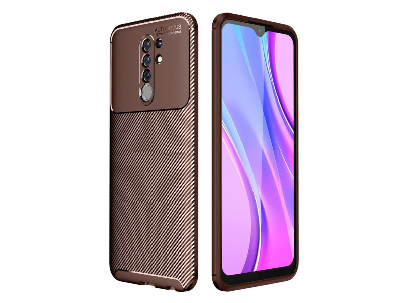 Newface Xiaomi Redmi 9 Kılıf Focus Karbon Silikon - Kahverengi