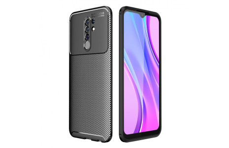 Newface Xiaomi Redmi 9 Kılıf Focus Karbon Silikon - Siyah