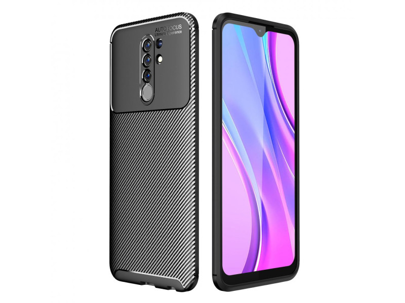 Newface Xiaomi Redmi 9 Kılıf Focus Karbon Silikon - Siyah