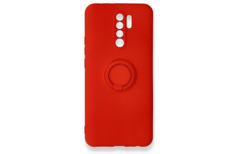 Newface Xiaomi Redmi 9 Kılıf Viktor Yüzüklü Silikon - Kırmızı