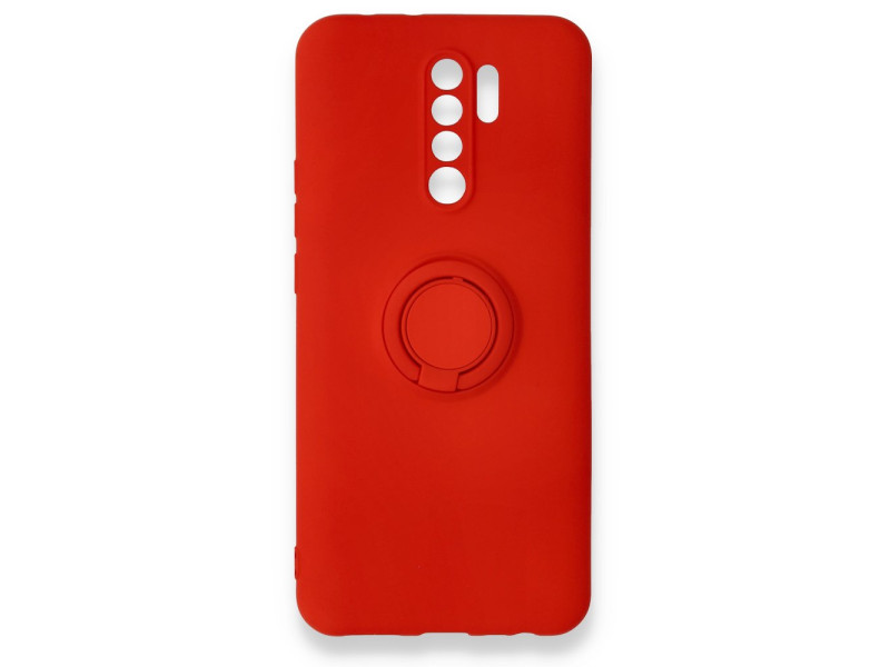 Newface Xiaomi Redmi 9 Kılıf Viktor Yüzüklü Silikon - Kırmızı