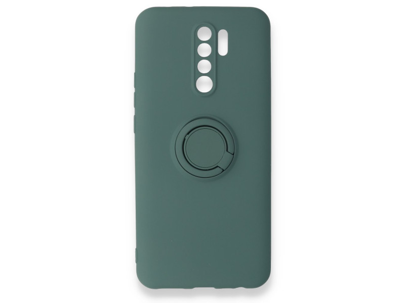 Newface Xiaomi Redmi 9 Kılıf Viktor Yüzüklü Silikon - Koyu Yeşil