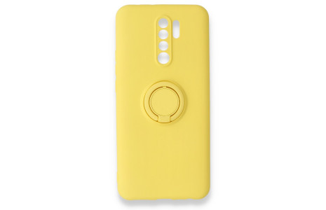 Newface Xiaomi Redmi 9 Kılıf Viktor Yüzüklü Silikon - Sarı