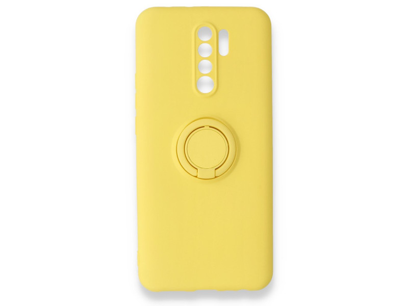 Newface Xiaomi Redmi 9 Kılıf Viktor Yüzüklü Silikon - Sarı