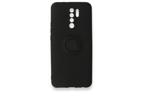 Newface Xiaomi Redmi 9 Kılıf Viktor Yüzüklü Silikon - Siyah