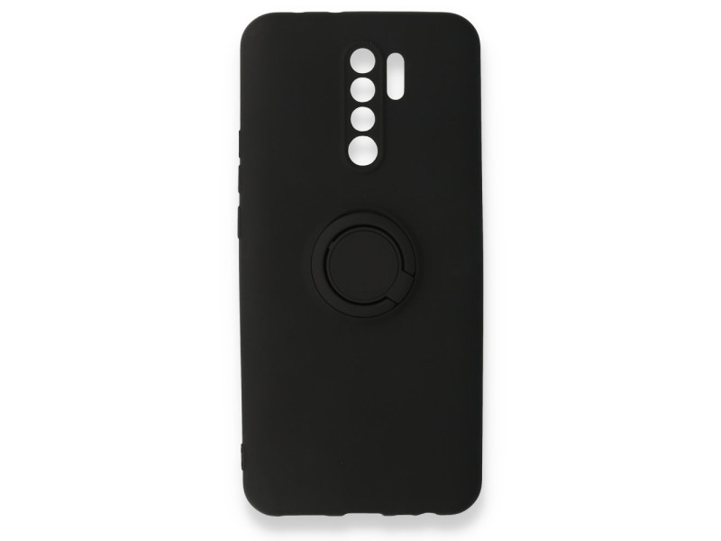 Newface Xiaomi Redmi 9 Kılıf Viktor Yüzüklü Silikon - Siyah
