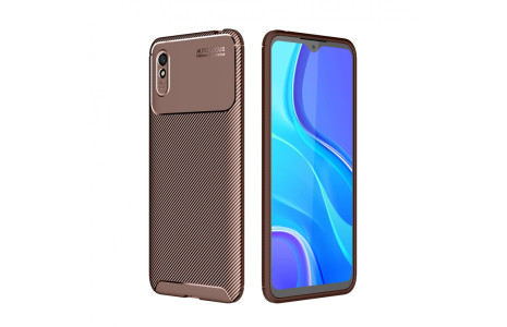 Newface Xiaomi Redmi 9A Kılıf Focus Karbon Silikon - Kahverengi