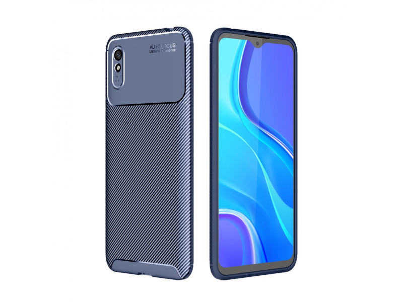 Newface Xiaomi Redmi 9A Kılıf Focus Karbon Silikon - Lacivert