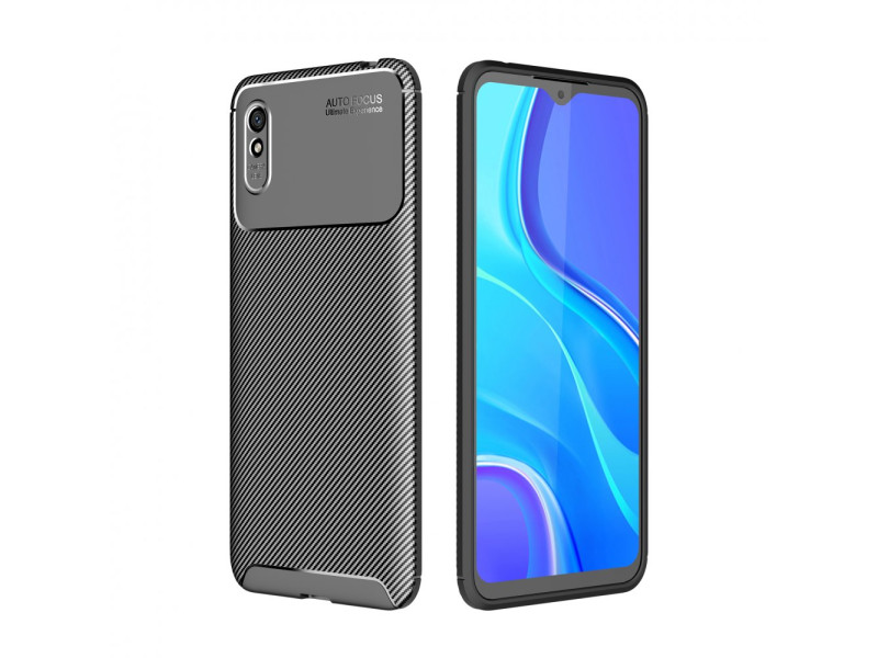 Newface Xiaomi Redmi 9A Kılıf Focus Karbon Silikon - Siyah