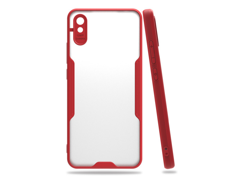 Newface Xiaomi Redmi 9A Kılıf Platin Silikon - Kırmızı