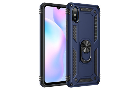 Newface Xiaomi Redmi 9A Kılıf Sofya Yüzüklü Silikon Kapak - Lacivert