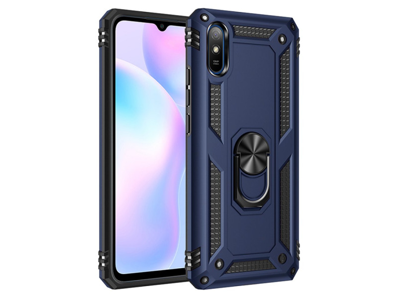 Newface Xiaomi Redmi 9A Kılıf Sofya Yüzüklü Silikon Kapak - Lacivert