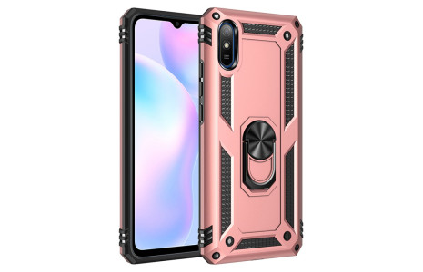 Newface Xiaomi Redmi 9A Kılıf Sofya Yüzüklü Silikon Kapak - Rose