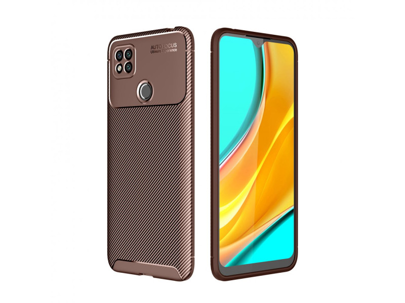 Newface Xiaomi Redmi 9C Kılıf Focus Karbon Silikon - Kahverengi