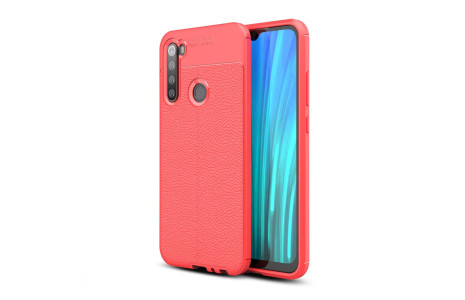 Newface Xiaomi Redmi Note 8 Kılıf Focus Derili Silikon - Kırmızı