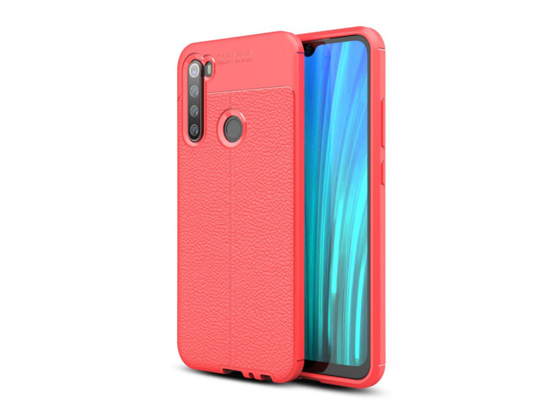 Newface Xiaomi Redmi Note 8 Kılıf Focus Derili Silikon - Kırmızı