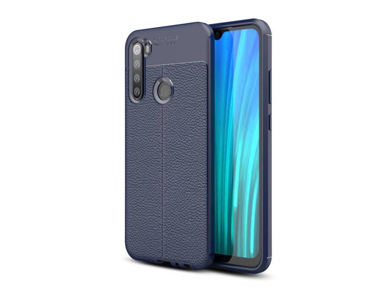 Newface Xiaomi Redmi Note 8 Kılıf Focus Derili Silikon - Lacivert