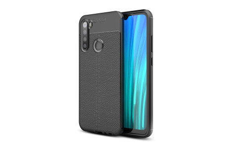 Newface Xiaomi Redmi Note 8 Kılıf Focus Derili Silikon - Siyah