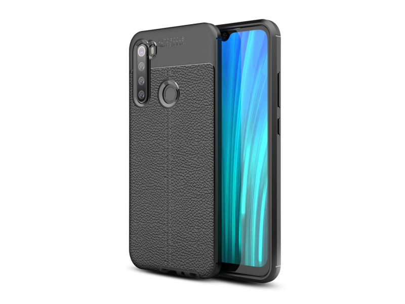 Newface Xiaomi Redmi Note 8 Kılıf Focus Derili Silikon - Siyah
