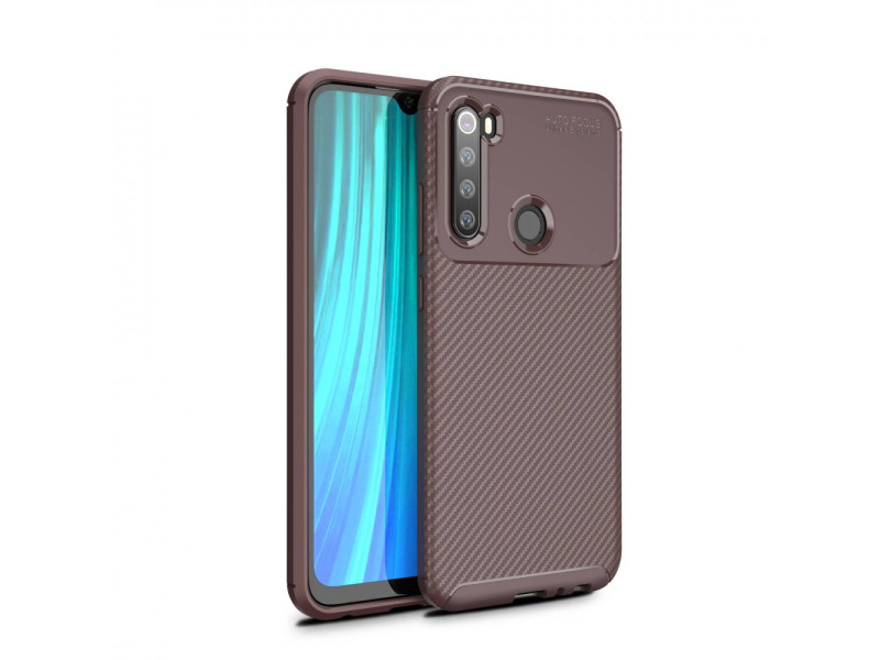 Newface Xiaomi Redmi Note 8 Kılıf Focus Karbon Silikon - Kahverengi