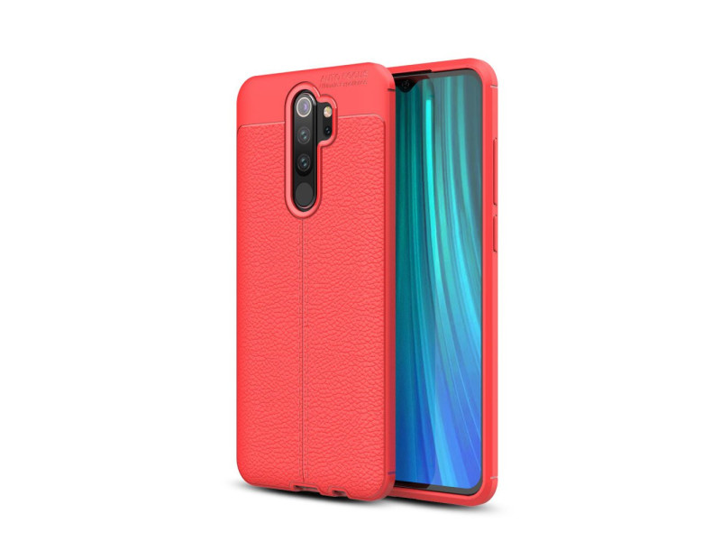 Newface Xiaomi Redmi Note 8 Pro Kılıf Focus Derili Silikon - Kırmızı