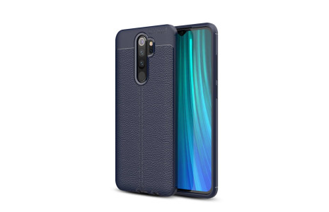 Newface Xiaomi Redmi Note 8 Pro Kılıf Focus Derili Silikon - Lacivert
