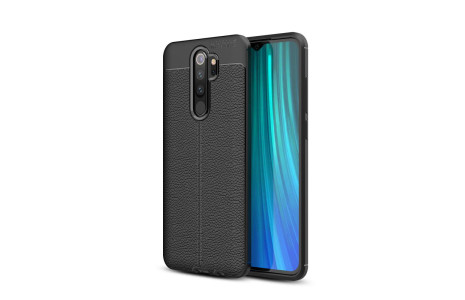 Newface Xiaomi Redmi Note 8 Pro Kılıf Focus Derili Silikon - Siyah