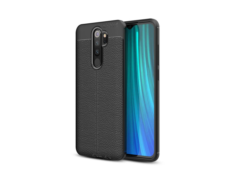Newface Xiaomi Redmi Note 8 Pro Kılıf Focus Derili Silikon - Siyah
