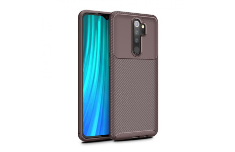 Newface Xiaomi Redmi Note 8 Pro Kılıf Focus Karbon Silikon - Kahverengi