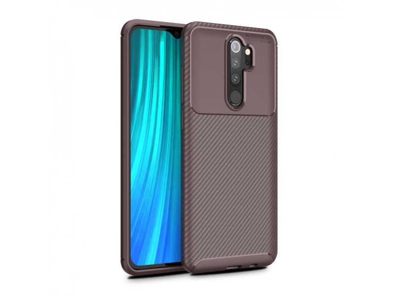 Newface Xiaomi Redmi Note 8 Pro Kılıf Focus Karbon Silikon - Kahverengi