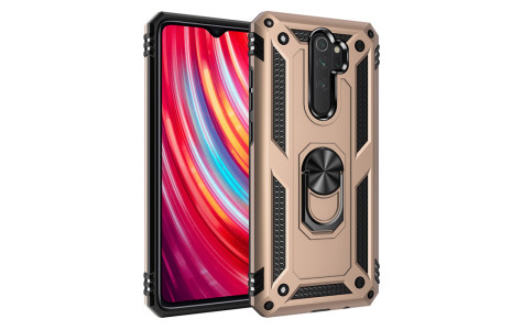 Newface Xiaomi Redmi Note 8 Pro Kılıf Sofya Yüzüklü Silikon Kapak - Gold