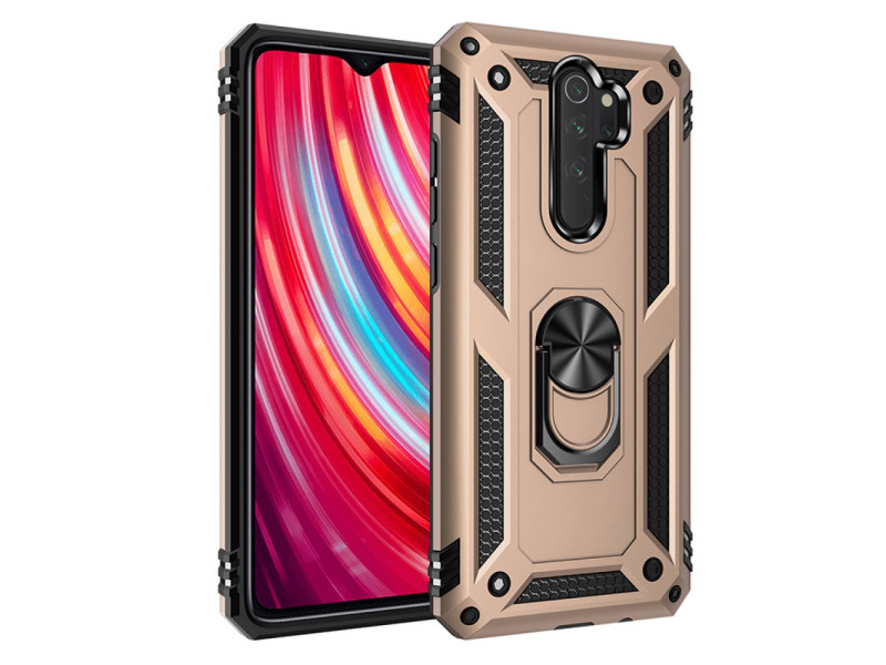 Newface Xiaomi Redmi Note 8 Pro Kılıf Sofya Yüzüklü Silikon Kapak - Gold