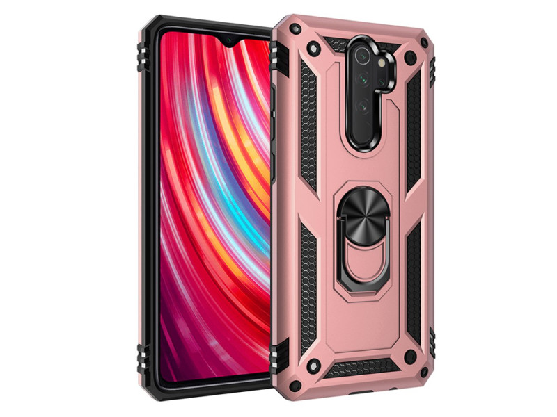 Newface Xiaomi Redmi Note 8 Pro Kılıf Sofya Yüzüklü Silikon Kapak - Rose