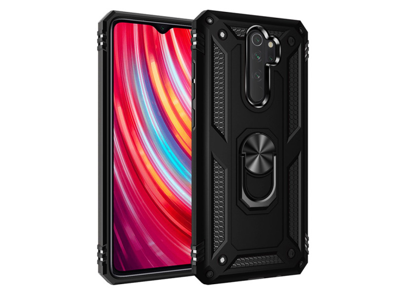 Newface Xiaomi Redmi Note 8 Pro Kılıf Sofya Yüzüklü Silikon Kapak - Siyah
