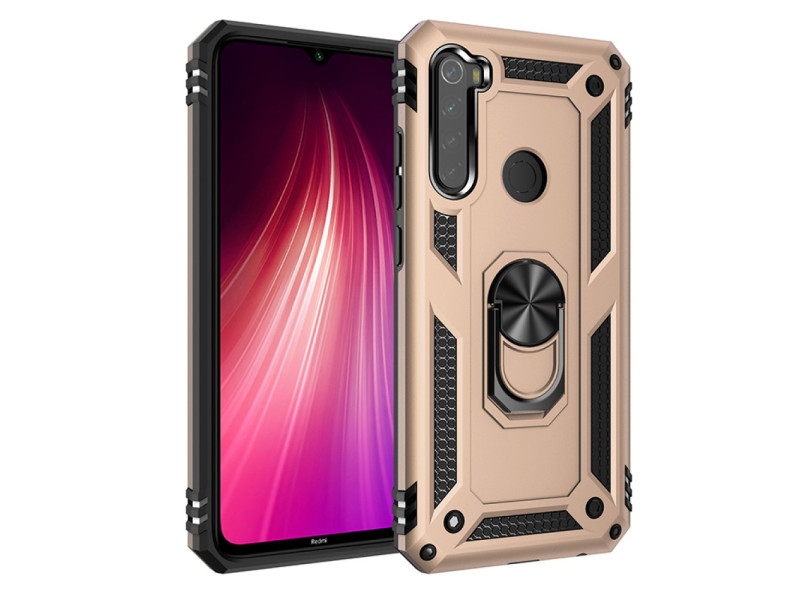 Newface Xiaomi Redmi Note 8 Kılıf Sofya Yüzüklü Silikon Kapak - Gold