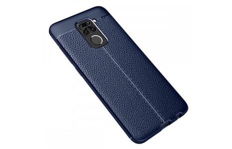 Newface Xiaomi Redmi Note 9 Kılıf Focus Derili Silikon - Lacivert
