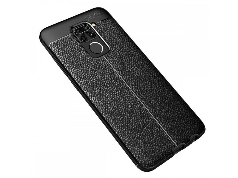 Newface Xiaomi Redmi Note 9 Kılıf Focus Derili Silikon - Siyah