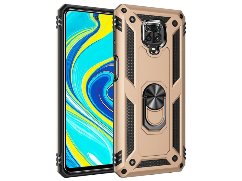 Newface Xiaomi Redmi Note 9 Pro Kılıf Sofya Yüzüklü Silikon Kapak - Gold