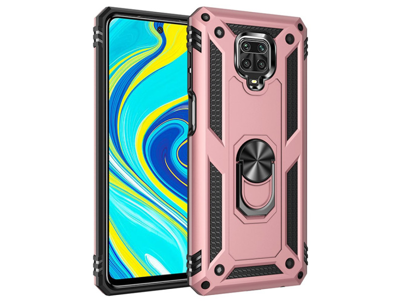 Newface Xiaomi Redmi Note 9 Pro Kılıf Sofya Yüzüklü Silikon Kapak - Rose