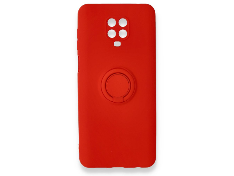 Newface Xiaomi Redmi Note 9 Pro Kılıf Viktor Yüzüklü Silikon - Kırmızı