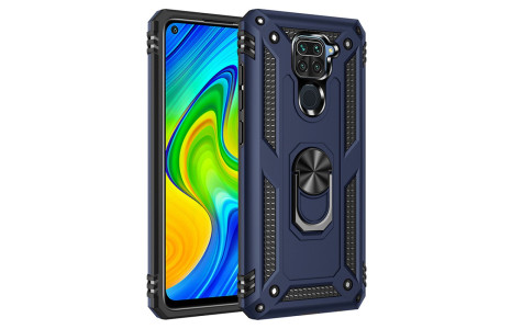 Newface Xiaomi Redmi Note 9 Kılıf Sofya Yüzüklü Silikon Kapak - Lacivert