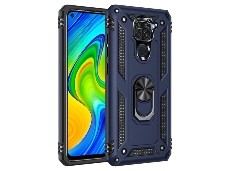 Newface Xiaomi Redmi Note 9 Kılıf Sofya Yüzüklü Silikon Kapak - Lacivert