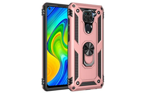 Newface Xiaomi Redmi Note 9 Kılıf Sofya Yüzüklü Silikon Kapak - Rose