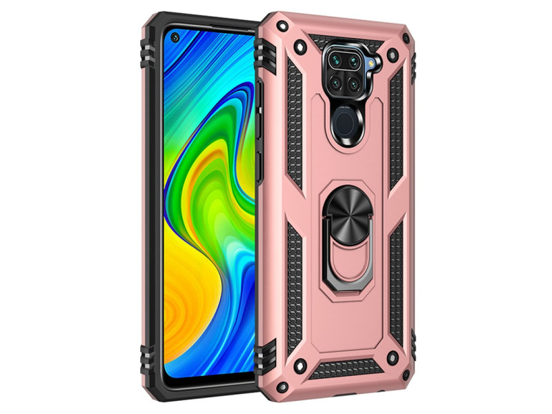 Newface Xiaomi Redmi Note 9 Kılıf Sofya Yüzüklü Silikon Kapak - Rose
