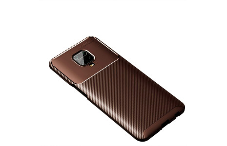 Newface Xiaomi Redmi Note 9S Kılıf Focus Karbon Silikon - Kahverengi