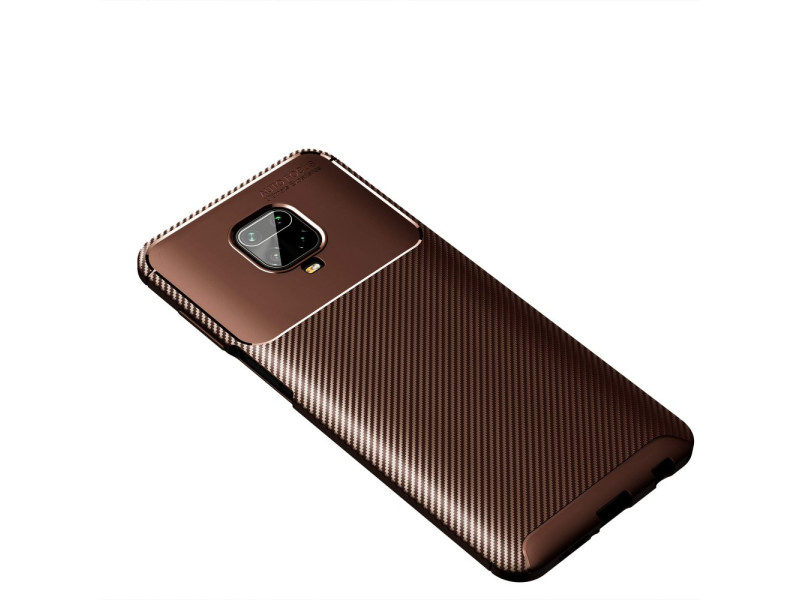 Newface Xiaomi Redmi Note 9S Kılıf Focus Karbon Silikon - Kahverengi