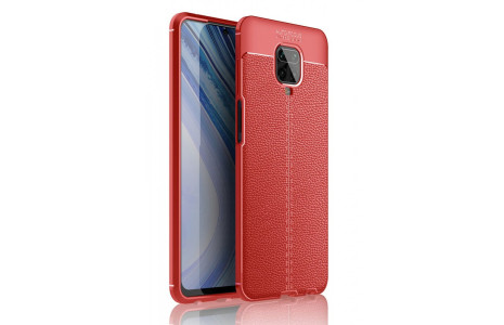 Newface Xiaomi Redmi Note 9S Kılıf Focus Derili Silikon - Kırmızı