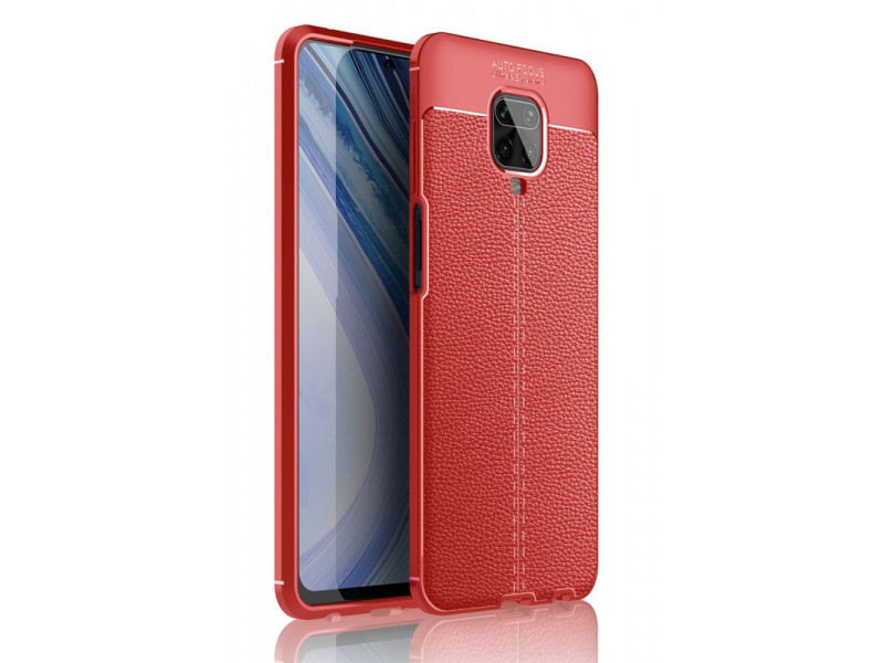 Newface Xiaomi Redmi Note 9S Kılıf Focus Derili Silikon - Kırmızı